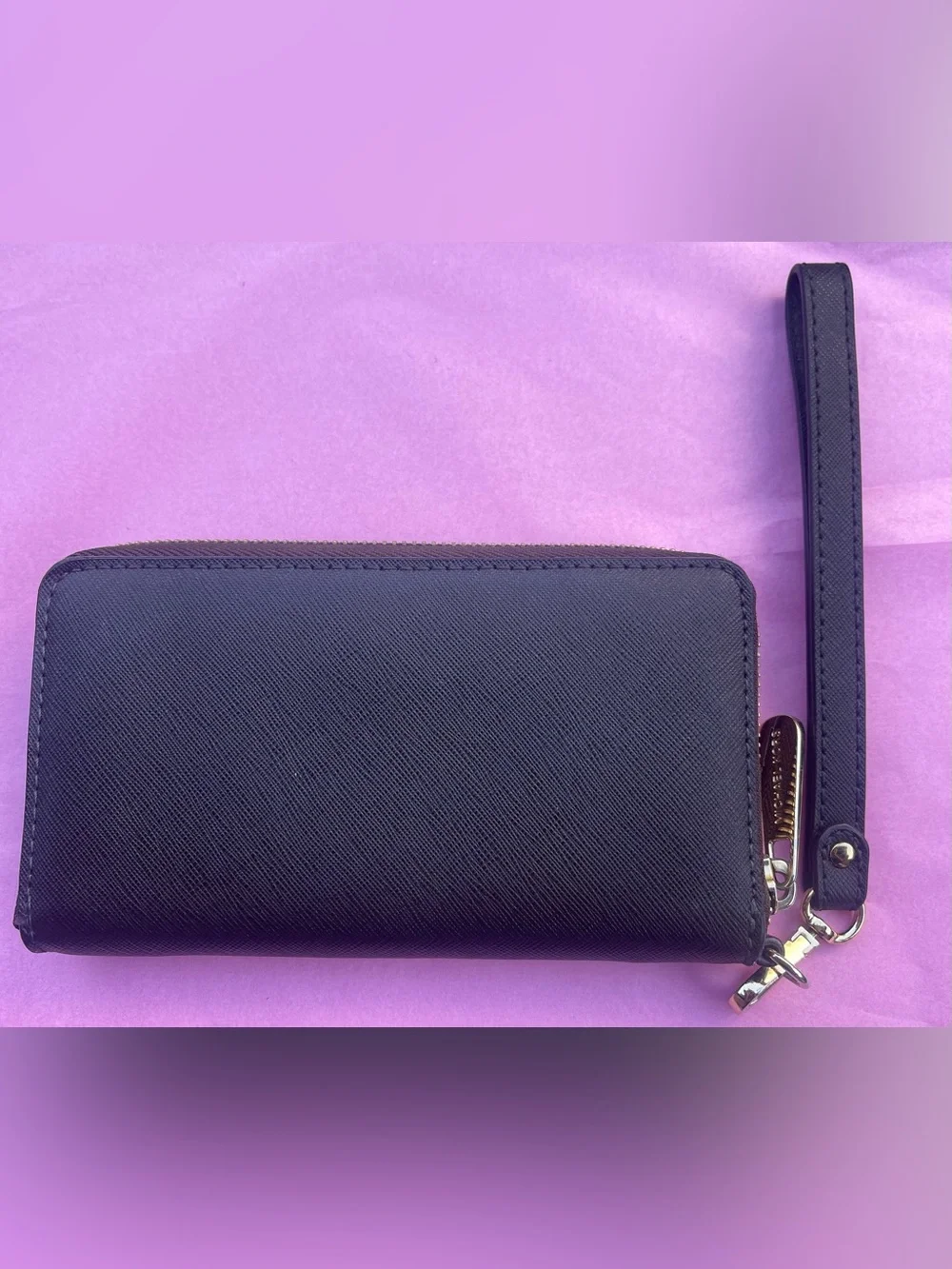 Michael Kors Brown Saffiano Wristlet Zip Around Wallet Purse Leather Like New